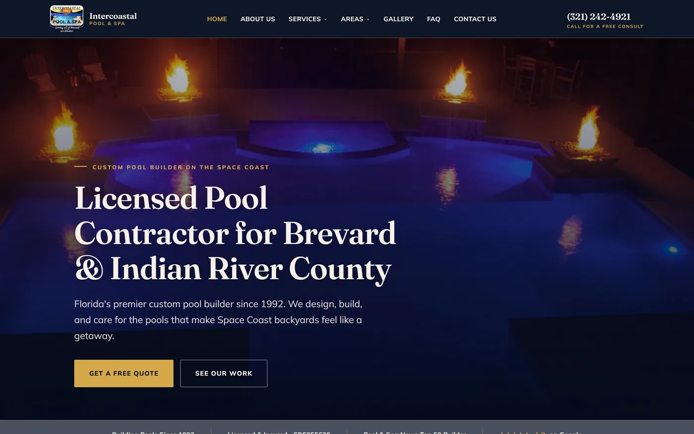 Home 17 The Intercoastal Pool & Spa home page on a laptop