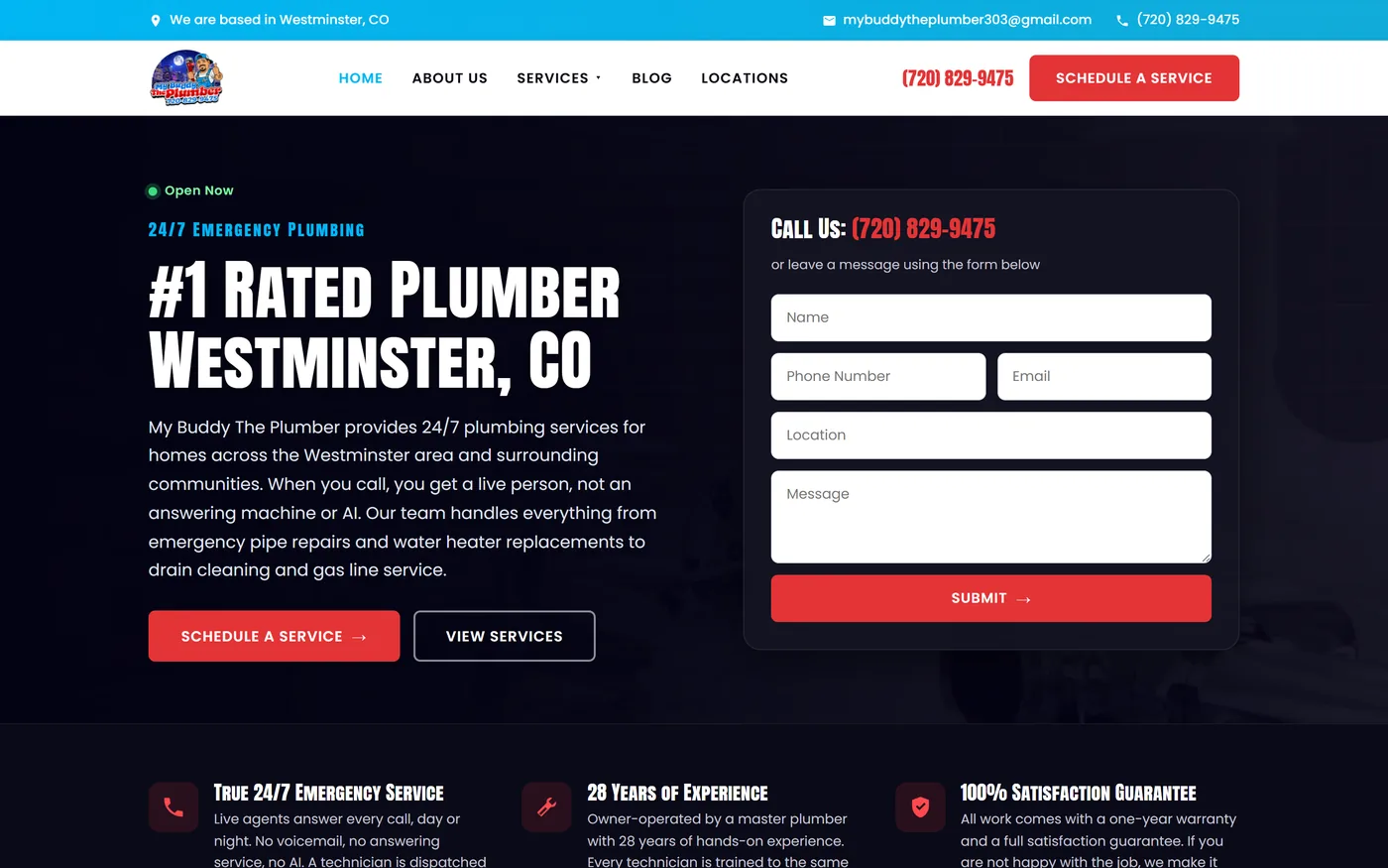 Home 21 The My Buddy The Plumber home page on a laptop