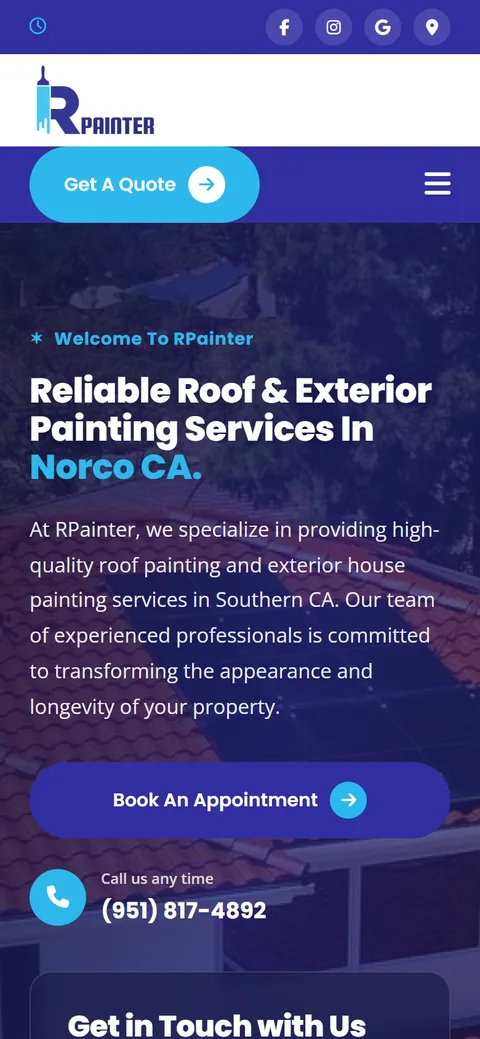 Home 24 The same RPainter SoCal home page on a phone